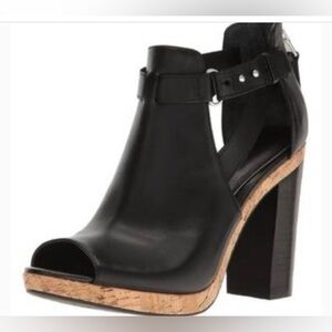 BNIB Ralph Lauren Black Peep-Toe Heeled Boots 8.5